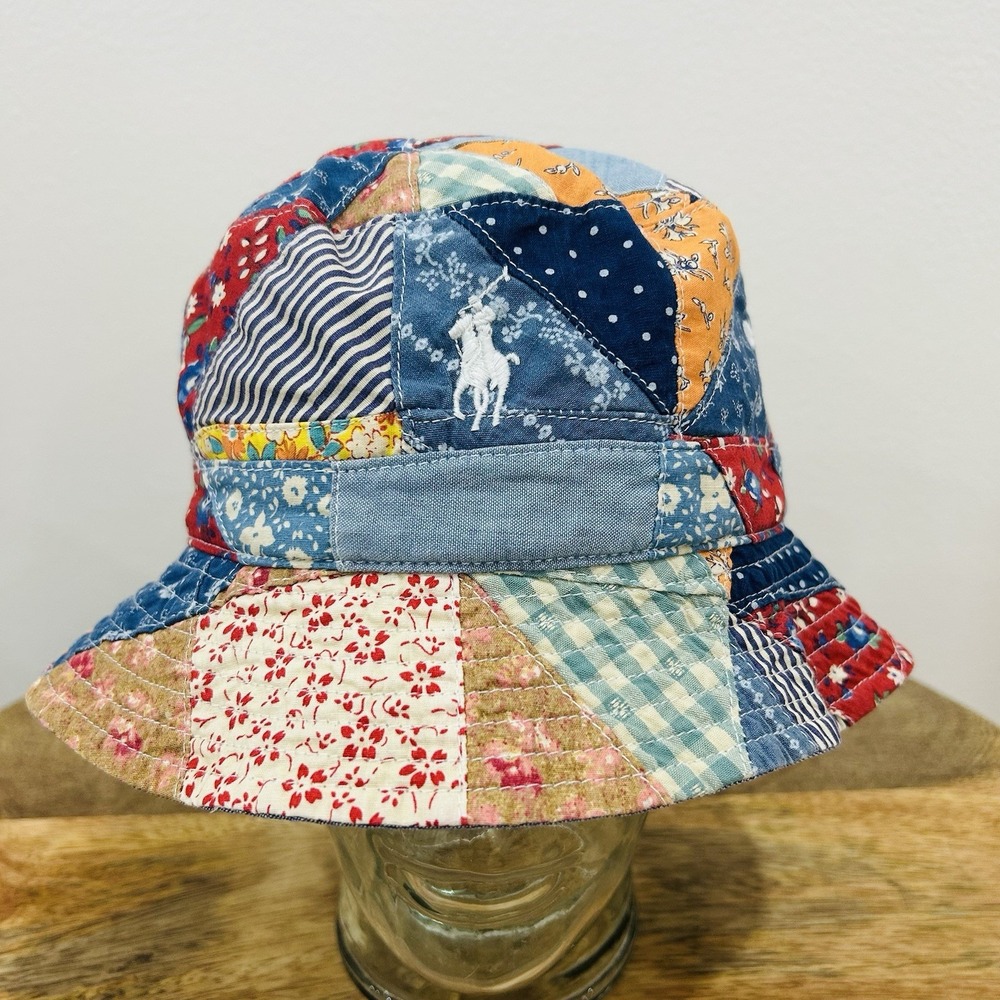 Polo Ralph Lauren Cotton Twill Vintage Inspired Patchwork Bucket Hat NWT S/M